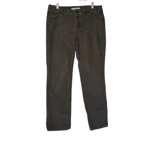 Chico’s Platinum Denim Brown Jeans Stretch Size 2.5 Short / 14S Straight Leg